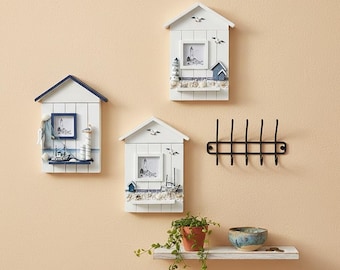 Coastal House Key Holder Box, Mediterranean Wall Mounted Key Cabinet