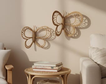 Rattan Butterfly Wall Decor, Boho Nursery & Kids Room Woven Art