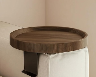 Modern Expandable Sofa Arm Table, 30 cm Wooden Couch Side Tray for Drinks, Snacks and Remote Storage, Easy To Clean