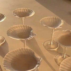 Set van 5 Seashell Glass Wedding Gift Cocktail Sint-jakobsschelp Martini Verjaardag Drink Conch Custom Coupe Wijn Strand Bruidsmeisje Partij Bruidsdouche afbeelding 1