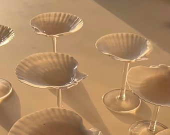Lot de 5 coquillages en verre cadeau de mariage cocktail Saint-Jacques Martini anniversaire boisson conque coupe personnalisée vin plage demoiselle d'honneur fête nuptiale de douche