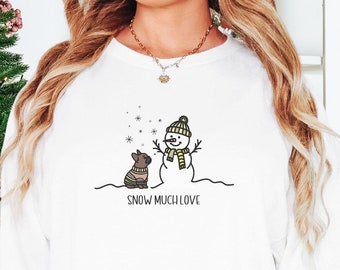 French Bulldog Snow Much Love Long Sleeve Shirt, Christmas Frenchie Snowman Tee, Frenchie Shirt, French Bulldog Gift, Frenchie Lover Gift
