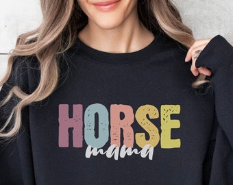Bluza z nadrukiem "Mama Konia", Bluza Jeździecka, Prezent dla Mamy Konia, Prezenty dla Nastolatek z Koniami, Prezent dla Miłośnika Koni, Koszulka Country