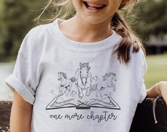 Just One More Chapter Youth Horse Tshirt, Cute Horse Shirt, Book Lover Shirt, Horse Gifts for Girl, Horse Birthday Gifts, Horse Lover Gift