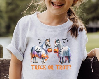 Kids Halloween Horse Tshirt, Ghost Horses Shirt, Cute Girls Halloween Horse Shirt, Horse Girl Shirt, Horse Gifts for Girl, Horse Lover Gift
