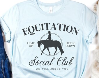 Acquitation Social Club Pferd Tshirt, Reitsport T-Shirt, Pferdemädchen Shirt, süßes Pferd Show Shirt, Geschenk für Pferdebesitzer, Pferd Liebhaber Geschenk