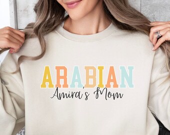 Sudadera personalizada para niña con caballo árabe, camiseta con nombre personalizado para amantes de los caballos árabes, regalo para entrenador de caballos, camiseta "Amo a mi caballo árabe", rescate