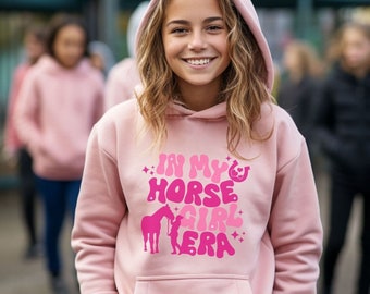 YOUTH In My Horse Girl Era Hoodie, Custom In My Horse Girl Era Sweatshirt, Horse Lover, Horse Girl Gift, Kids Horse Hoodie, Horse Birthday