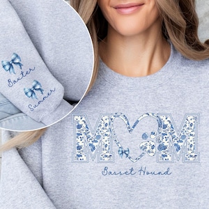 Personalized Basset Hound Dog Mom Sweatshirt, Custom Basset Dog Sweatshirt, Basset Hound Dog Lover Gift, Personalized New Basset Owner Gift