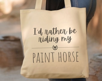 Paint Horse Lover Tote Bag, Horse Birthday Gift, Horse Girl Bag, Horse Gift Bag for Girl, Horse Grooming Tote, Horse Show Bag, Cowgirl Bag