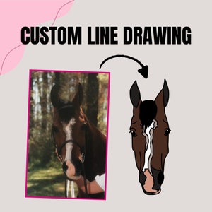 Custom Horse Line Drawing, Custom Horse Outline Drawing, Horse Outline, Horse Tattoo Design, DIGITAL file