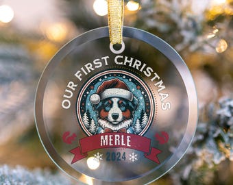 Custom Glass Aussie Ornament, Personalized Aussie Christmas Ornament, Australian  Shepherd Ornament, Custom Dog's First Christmas, Dog Mom