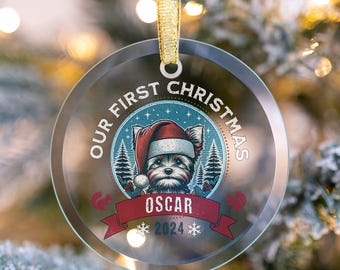 Custom Yorkie Christmas Ornament, Personalized Glass Yorkie Ornament, Yorkshire Terrier Ornament, Yorkie Puppy First Christmas, Dog Mom Gift