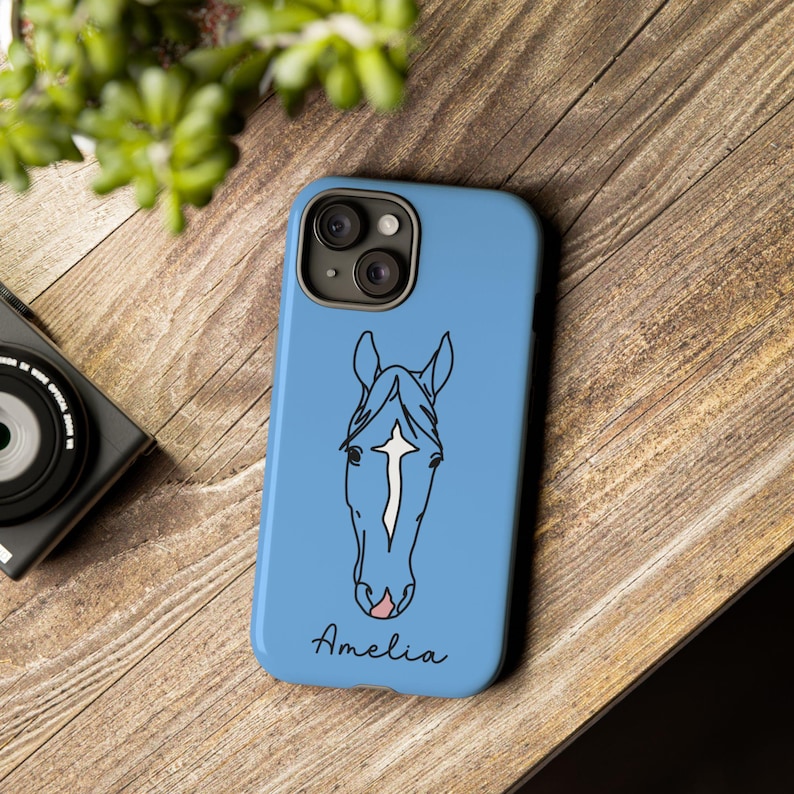 Custom Horse Phone Case, Personalized Horse Line Drawing Case, Horse iPhone Case, Horse Memorial Gift, Horse Gifts for Girls, Horse Mom Gift image 10