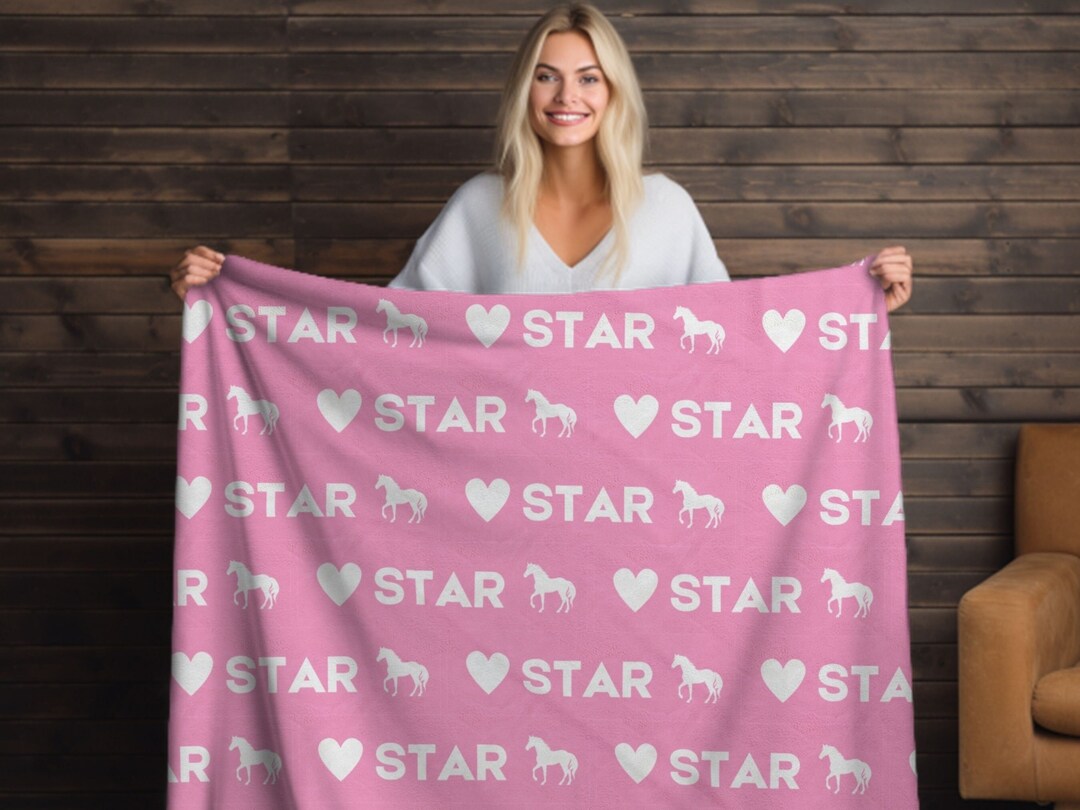 Personalized Horse Blanket, Custom Horse Lover Blanket, Horse