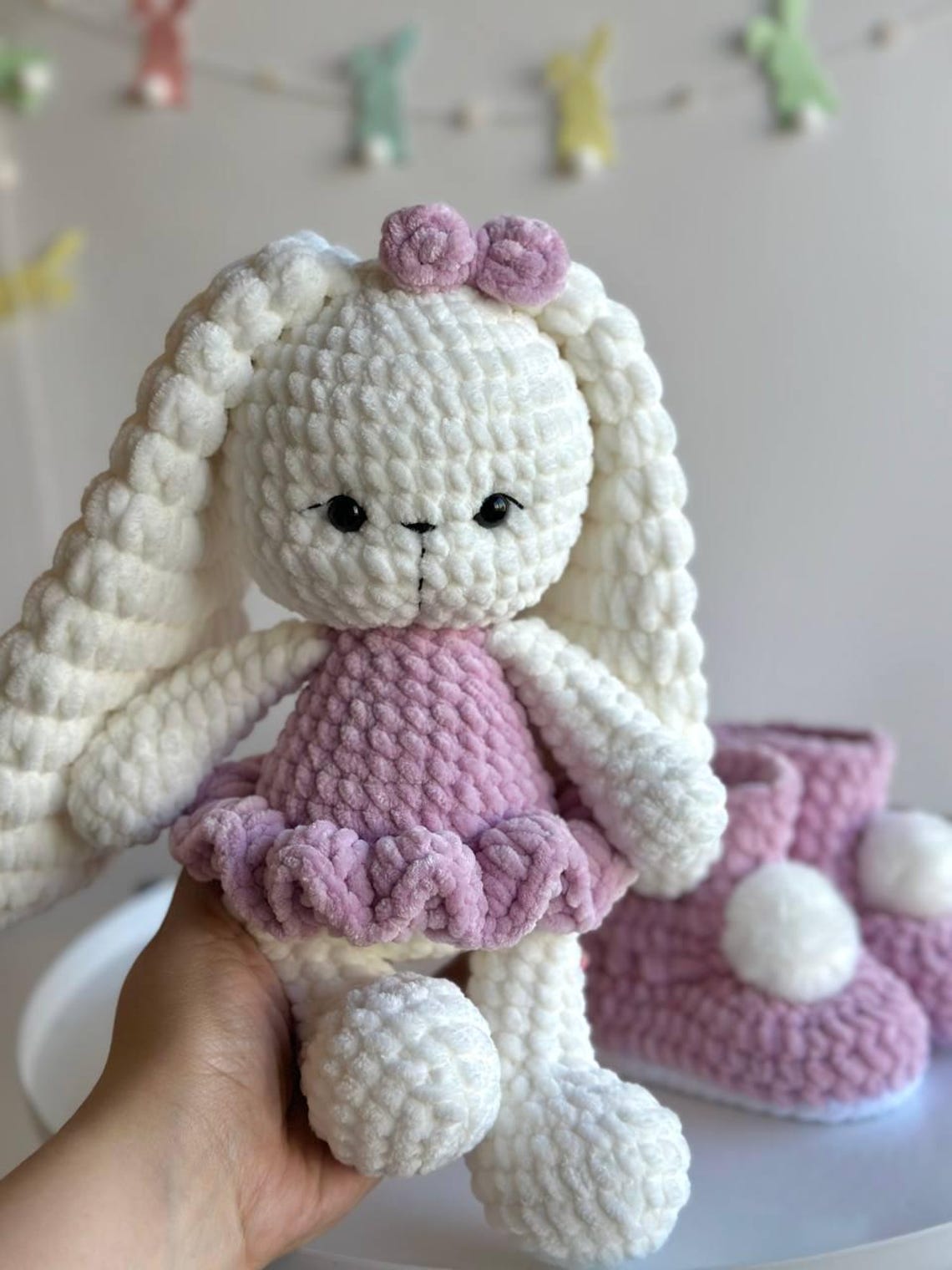 Handmade Crochet Newborn Ballerina Bunny Gift Set (3pc) – Baby Shower Gift main image 1