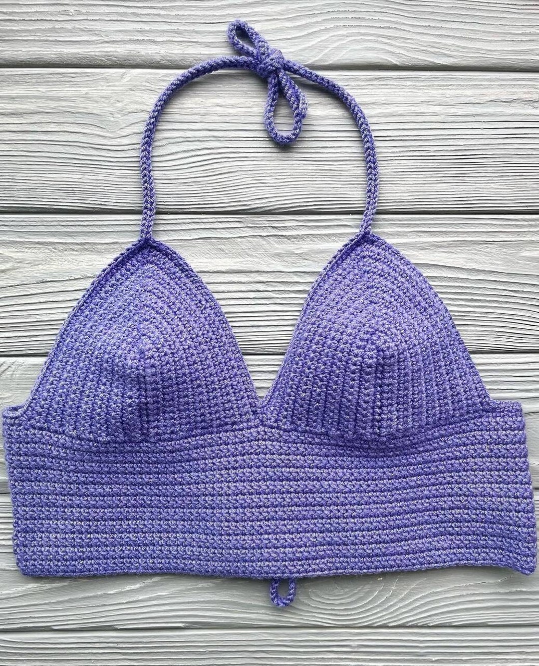 Purple Print Crochet Det Top
