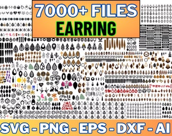 7000+ files, earring svg bundle, laser cut files earrings, leather / wood earring svg, earring svg for cricut & silhouette