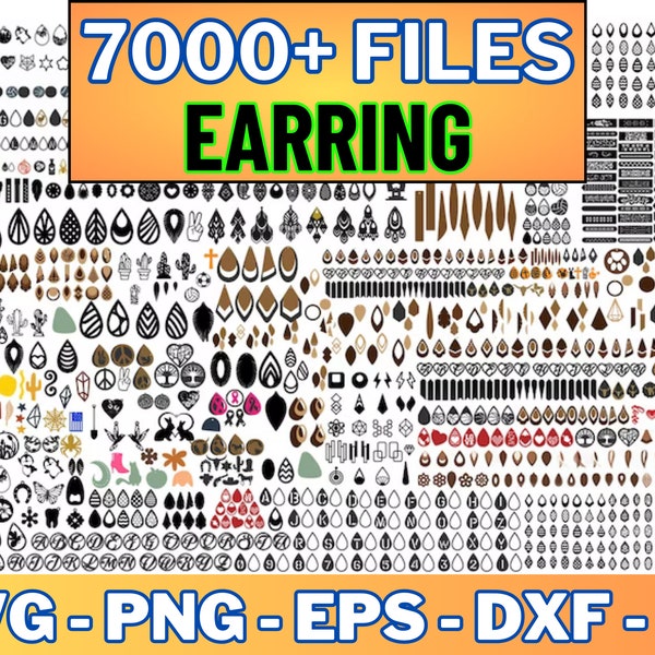 7000+ files, earring svg bundle, laser cut files earrings, leather / wood earring svg, earring svg for cricut & silhouette