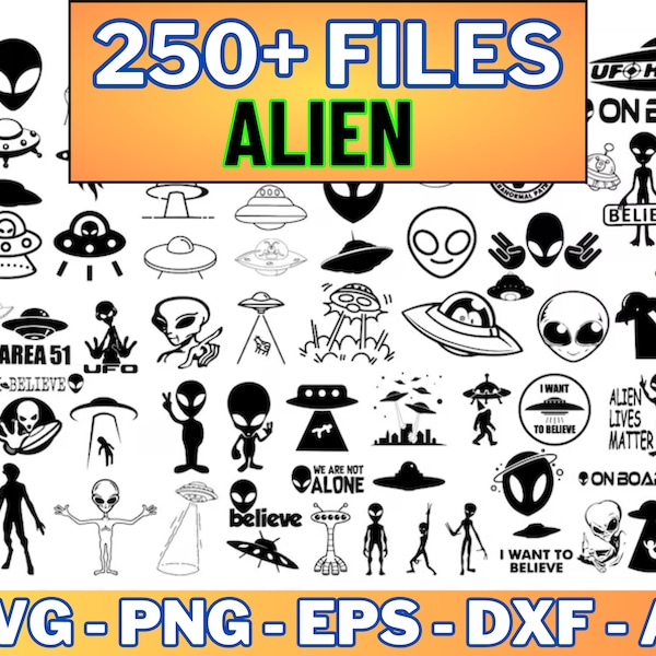 Alien svg bundle, ufo svg for cricut, alien vector, alien head svg, alien face svg, Sublimation files, Instant Download