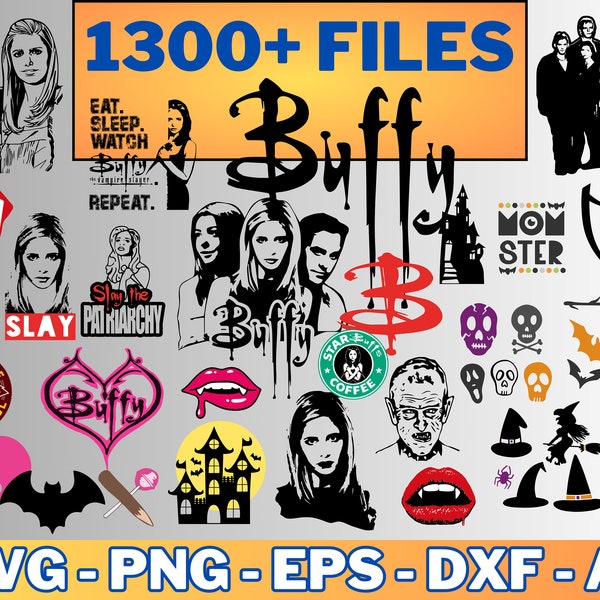 Buffy The Vampire Slayer Bundle, Vampire Slayer, Buffy Silhouette, Buffy svg, 90er Jahre TV-Show geschnitten Dateien, Clipart svg
