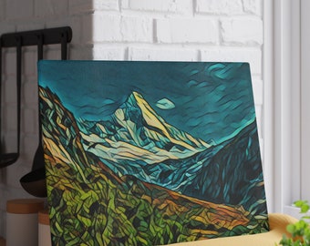 Glass Cutting Board Painted Mountain