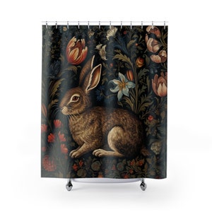 Shower Curtain Elegant Rabbit in a William Morris Style