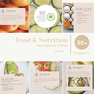 Modelos de postagens do Instagram sobre bem-estar nutricional para coach de nutrição Conteúdo de mídia social sobre alimentação e guia de alimentação saudável Refeições de dieta balanceada