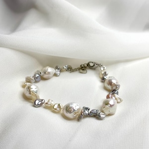 Blooming Pearl Garden Irregular Baroque Bracelet 925 Sterling Silver