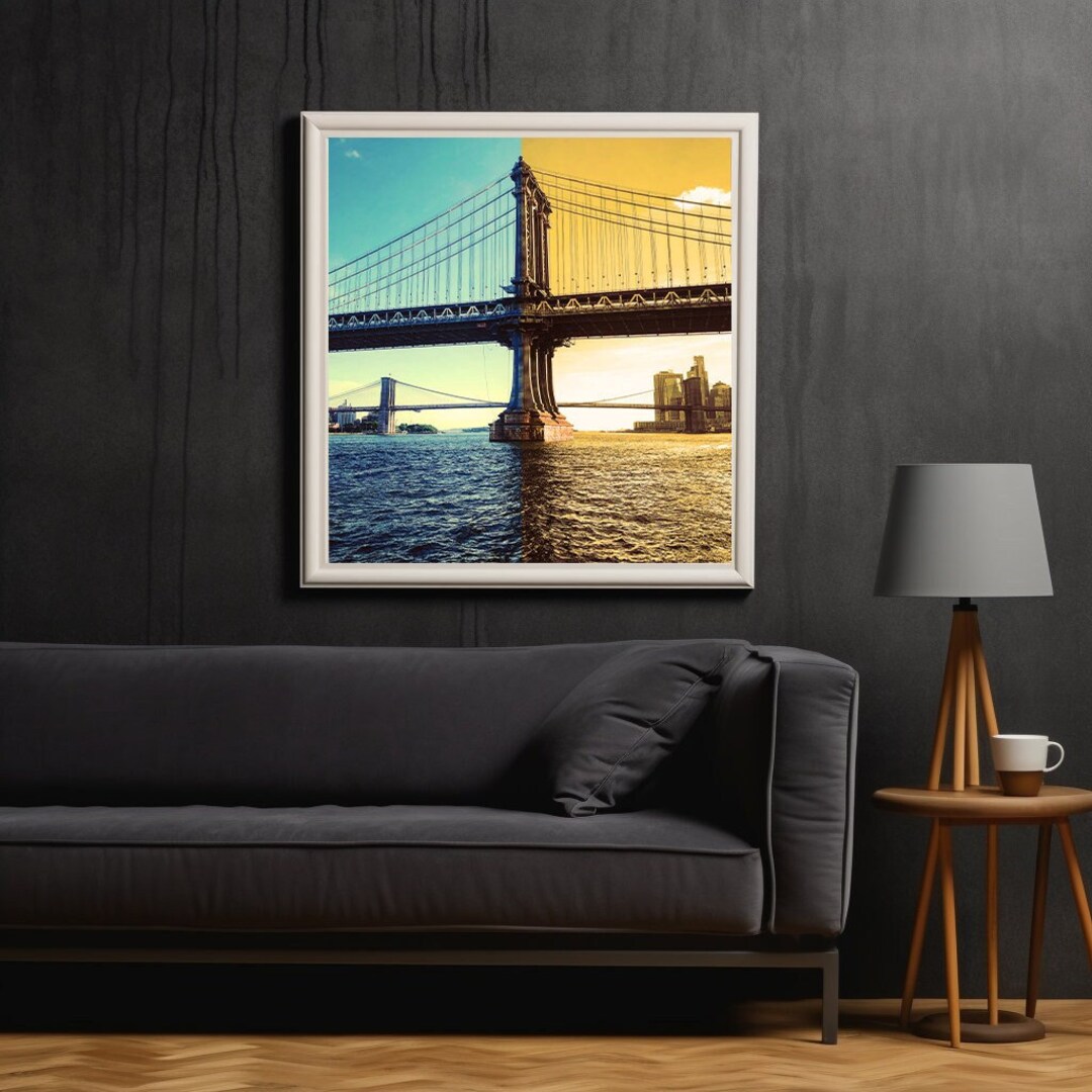 Printable New York Art, dimension Bridge, Digital Manhattan Prints , Handmade Art, NYC Prints ...
