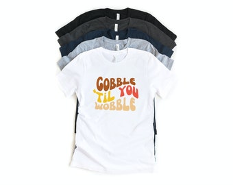 Toddler Short Sleeve Tee with a Thanksgiving 'Gobble 'til You Wobble' Design – Perfect for Little Ones!