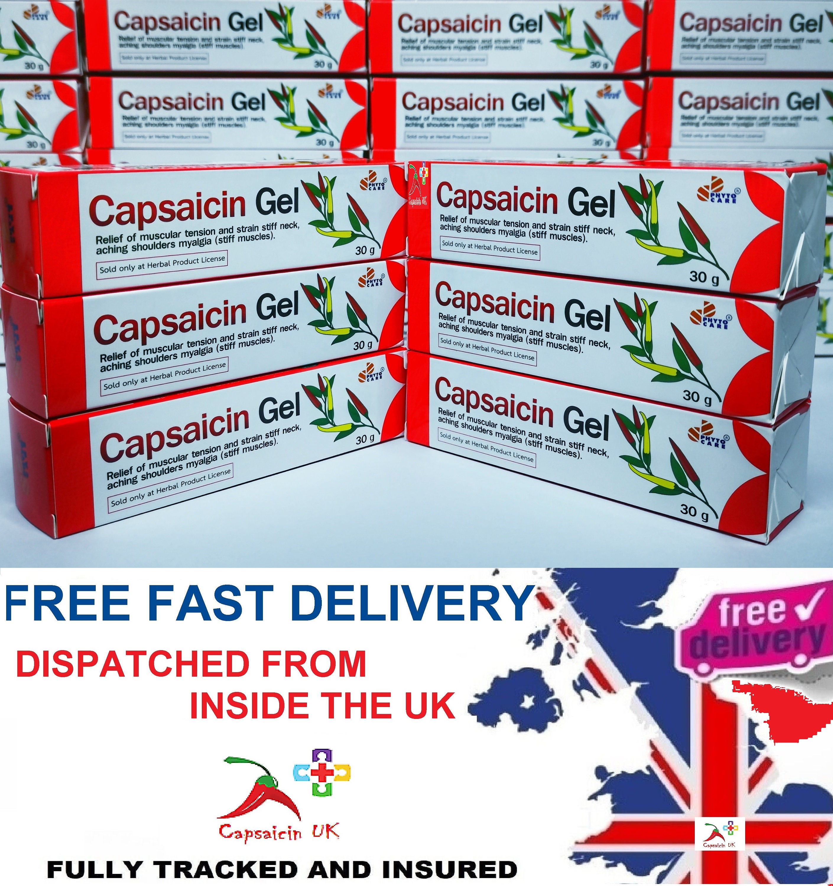 6 X Tubes Capsaicin Gel in Stock in the UK & Ready for Dispatch Free