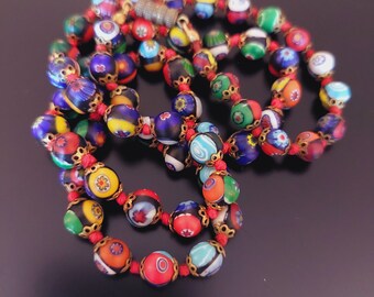 Vintage MATTE MURANO MILLEFIORI necklace