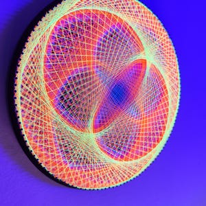 Sacred Geometry String Art – Psychedelic Wall Art, UV Blacklight Neon Decor, Party Deco Ethereal Wall Hanging, Psy Deco – Fibonacci Sequence