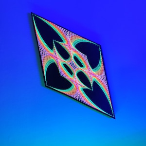 Fractal Dimensions - String Art, Sacred geometry, Psychedelic, Wall art, Psy deco, UV, Blacklight, Neon Art, Mandala, Wall Hanging