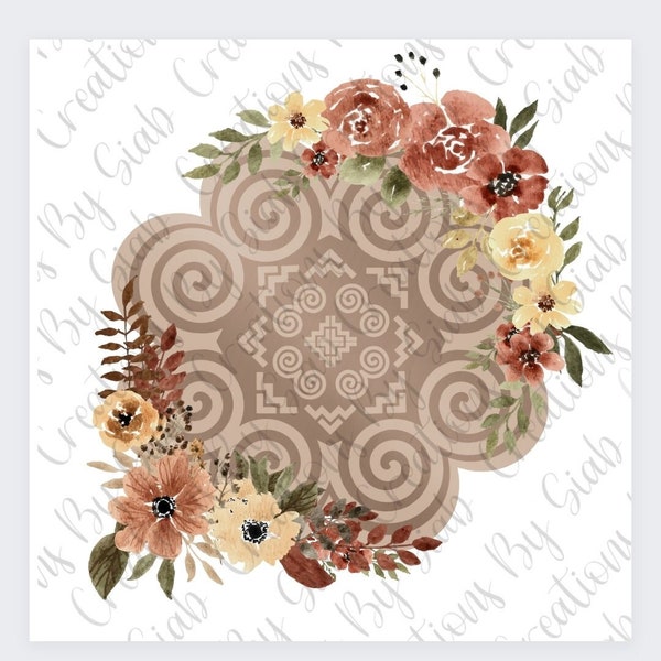 Hmong Inspired PNG Floral logo DIGITAL file downloadable elephant foot with pajntaub design