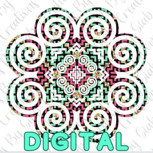 Hmong inspiriert PNG Blumenlogo DIGITALE Datei herunterladbare Elefantenfuß mit Pajntaub Design