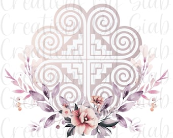 Hmong Inspired PNG Floral logo DIGITAL file downloadable elephant heart shape