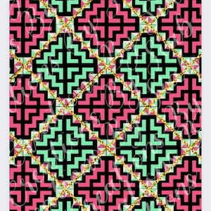 Hmong inspiriert PNG DIGITALE Datei zum Herunterladen Paj Ntaub Kreuzstich mit Goldfaden, Stromkreis Sublimation