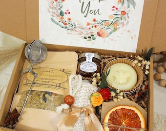 Thank You Care Package Gift Box for Her: Tea, Honey & Handmade Soap