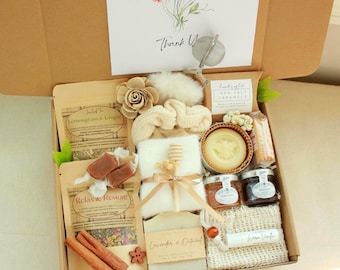 Tea & Spa Gift Box, Herbal Tea Self Care Gift, Relaxation Gift Set