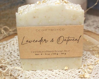 Handmade Lavender Oatmeal Soap Bar, Calming Essential Oil, Natural Exfoliation