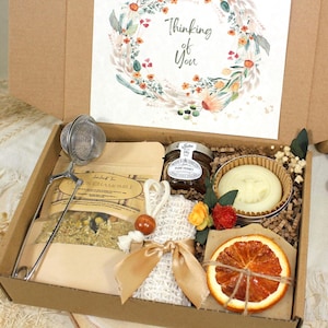 Thinking of You Gift Box: Loose Leaf Tea, Honey & Handmade Essential Oil Soap