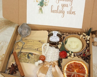 Get Well Soon Tea Gift Box: Self Care Healing Package with Honey & Soap