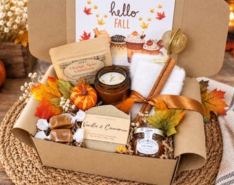 Fall Hygge Gift Box for Her:  A Cozy Tea, Candle and Soap Spa Selfcare Gift Package