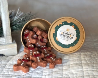 Strong Scented Gingerbread Holiday Wax Melts, Christmas Gift, Gingerbread Man shaped wax melts, Christmas Wax Melt, Clean phthalate free