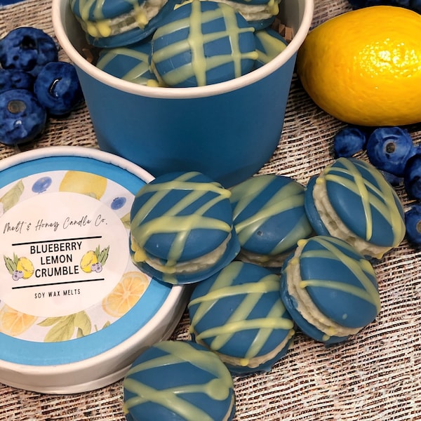 Blueberry Lemon Crumble Soy Wax Melts, Strong Scented Wax Melts, Blueberry Lemon scent, clean phthalate free fragrances