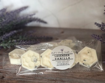 Strong scented Lavender Vanilla Wax Melts, Clean Fragrances, Soy wax melts, Candle Gifts, Wax Tarts, calming scents,spa gift for her,