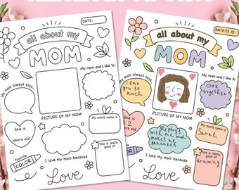 Tutto sulla mamma / Regalo per la festa della mamma / Tutto sulla mia mamma (stampabile) / Regalo per bambini per la mamma / Questionario per la festa della mamma (scuola dell'infanzia) / Download immediato