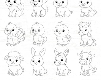 Farm Animal SVG Bundle – Cow, Pig, Chicken Clipart (Digital Download)